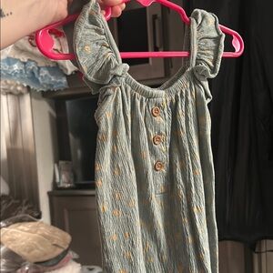 Adorable Green Romper with Yellow lemons